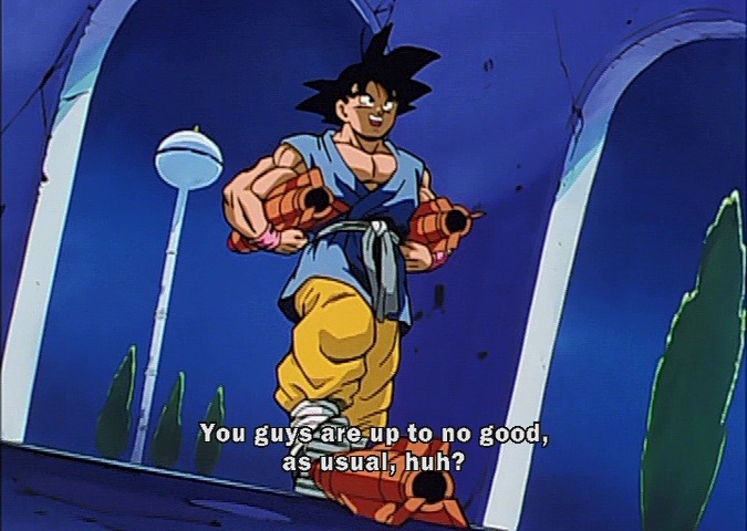 Goku confronts Pilaf and gang in the heavenly realm. Goku confronts Pilaf and gang in the heavenly realm.